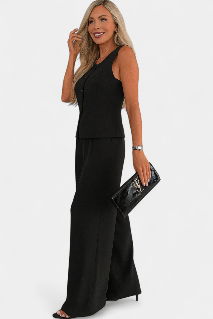 Paloma Conjunto Elegante de 2 Piezas con Blusa sin Mangas y Pantalón Fluido