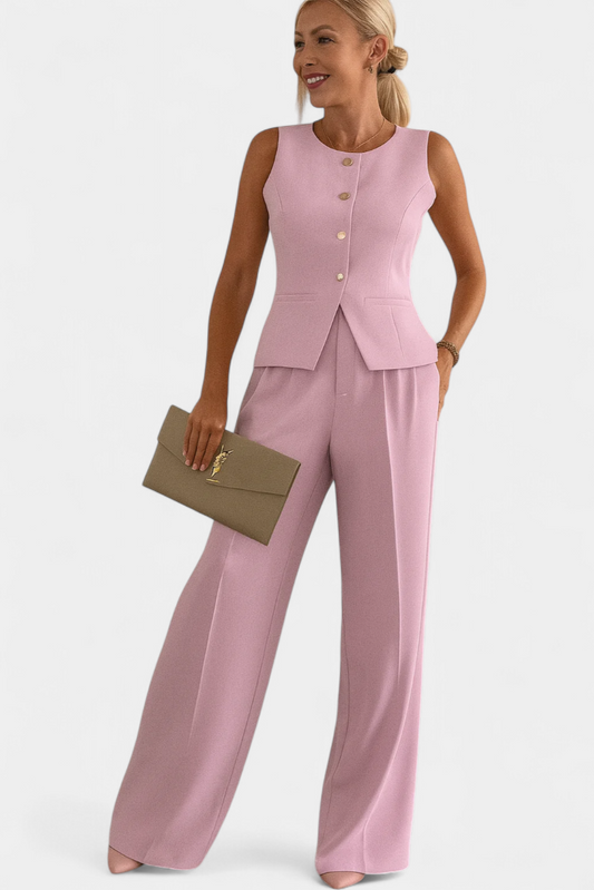 Paloma Conjunto Elegante de 2 Piezas con Blusa sin Mangas y Pantalón Fluido